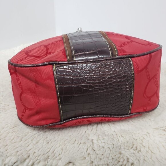 Chaps Red Bit &Bridle Equestrian Croc Embossed Shoulder Bag - Picture 9 of 13